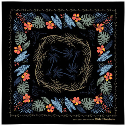The BALI HIGH Hawaiian bandana. You navigate by the moon. You steer your ship by the stars. This dark and stormy bandana will fill your sails with a mighty wind. Details: Size: 22" x 22" Material: 100% cotton, water-based inks. Cotton milled in South Carolina, printed in New York. Made in the USA 🇺🇸 