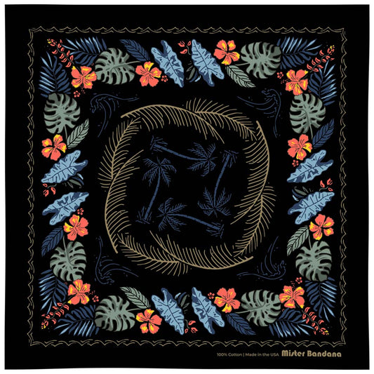 The BALI HIGH Hawaiian bandana. You navigate by the moon. You steer your ship by the stars. This dark and stormy bandana will fill your sails with a mighty wind. Details: Size: 22" x 22" Material: 100% cotton, water-based inks. Cotton milled in South Carolina, printed in New York. Made in the USA 🇺🇸 