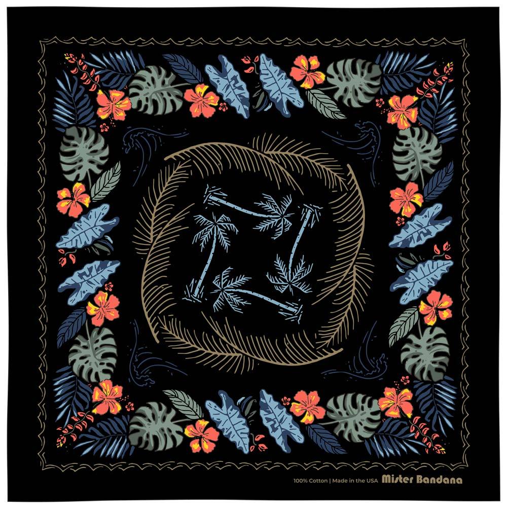 The BALI HIGH Hawaiian bandana. You navigate by the moon. You steer your ship by the stars. This dark and stormy bandana will fill your sails with a mighty wind. Details: Size: 22" x 22" Material: 100% cotton, water-based inks. Cotton milled in South Carolina, printed in New York. Made in the USA 🇺🇸 
